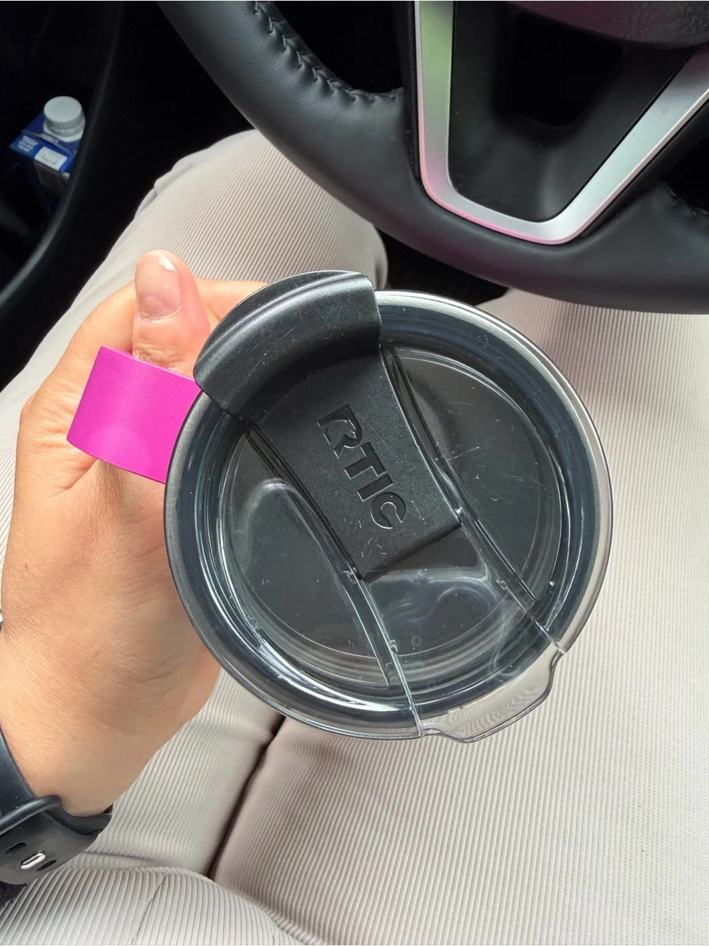 Bright Pink RTIC Stainless Travel Mug with Handle